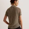ABALY Metallic Knitted Short Sleeve Top