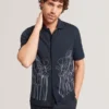 ACTTON Embroidered Floral Pure Cotton Knit Shirt