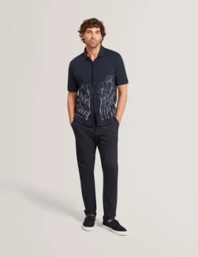 ACTTON Embroidered Floral Pure Cotton Knit Shirt