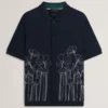 ACTTON Embroidered Floral Pure Cotton Knit Shirt