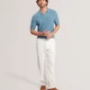 AINDREA Stitched Rib Open Neck Polo Shirt