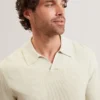 AINDREA Stitched Rib Open Neck Polo Shirt