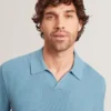 AINDREA Stitched Rib Open Neck Polo Shirt