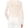 ALBERTA Floral Mesh Knit Button-Up Top