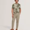 ALDDAT Foliage Print Cotton Fine Knit T-Shirt
