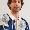 ALDERY Jacquard Botanical Print Wool Blend Shirt
