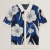 ALDERY Jacquard Botanical Print Wool Blend Shirt