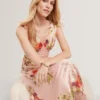 ALINA Floral Satin Low Cut Maxi Dress