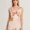 ALINA Floral Satin Low Cut Maxi Dress