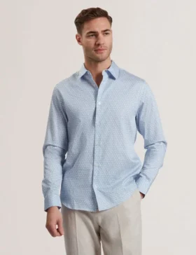 ALPHAIS Regular Fit Geometric Pure Cotton Shirt