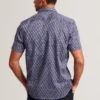 ALPHSHO Geometric Print Pure Cotton Short Sleeve Shirt
