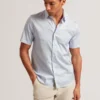 ALPHSHO Geometric Print Pure Cotton Short Sleeve Shirt