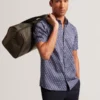 ALPHSHO Geometric Print Pure Cotton Short Sleeve Shirt