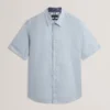 ALPHSHO Geometric Print Pure Cotton Short Sleeve Shirt