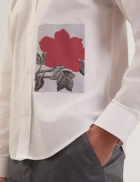 ALVIRO Graphic Patch Relaxed Fit Cotton Shirt