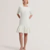 ALZANN Pleated Hem Knitted Bodycon Mini Dress