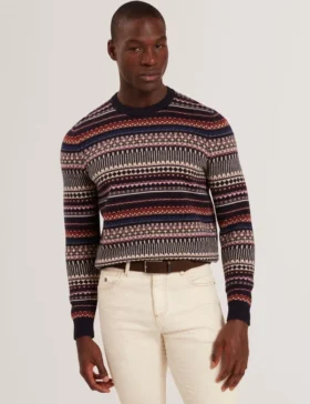 AMARAT Fair Isle Crew Neck Wool Sweater