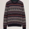 AMARAT Fair Isle Crew Neck Wool Sweater