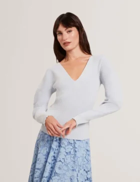 AMELYAA Rib Sculpt Sleeve Sweater