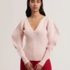 AMELYAA Rib Sculpt Sleeve Sweater