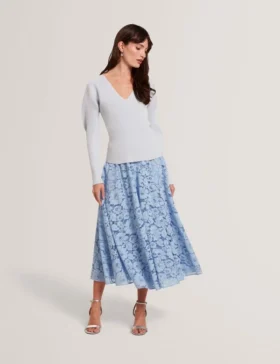 AMELYAA Rib Sculpt Sleeve Sweater