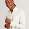 ANDREY Relaxed Marl Check Linen Blend Long Sleeve Shirt