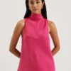 ANINI Textured High Neck Sleeveless Top