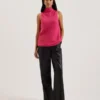 ANINI Textured High Neck Sleeveless Top