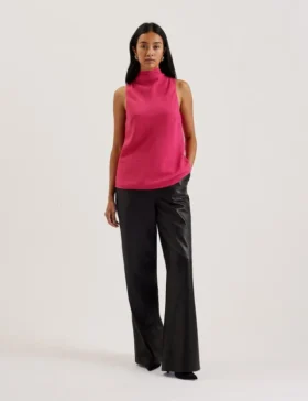 ANINI Textured High Neck Sleeveless Top
