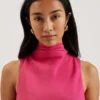 ANINI Textured High Neck Sleeveless Top