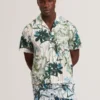 ANUKIS Floral Stripe Print Cotton Short Sleeve Shirt