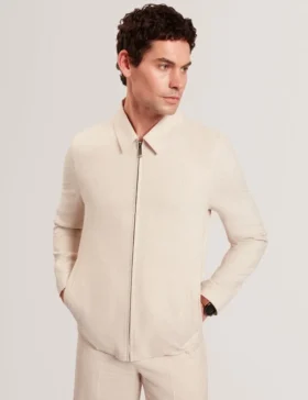 ASHLEYJ Linen Cotton Zip-Up Harrington Jacket
