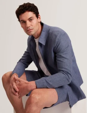 ASHLEYJ Linen Cotton Zip-Up Harrington Jacket