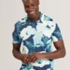 ASHYBY Garden Print Pique Cotton Polo Shirt