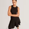 ASYMMETRIC MIDI DRESS Black