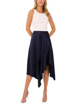 ASYMMETRIC MIDI SKIRT Navy