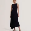 AZZINA Pleated Panel Sleeveless Knitted Midi Dress