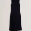 AZZINA Pleated Panel Sleeveless Knitted Midi Dress