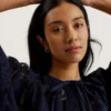 BACINA Lace 3/4 Balloon Sleeve Blouse