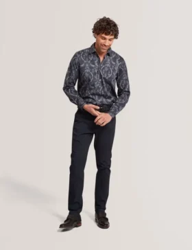 BADDLEY Botanical Lace Cotton Stretch Shirt