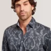 BADDLEY Botanical Lace Cotton Stretch Shirt