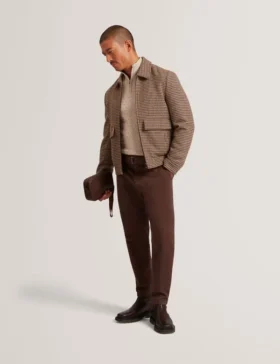 BAGLAN Dogtooth Check Wool Harrington Jacket