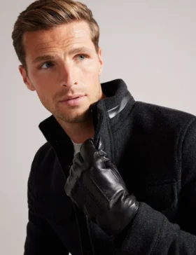 BALLAT Caviar Leather Gloves With Knitted Cuff