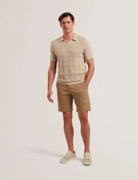 BARNHAM Regular Fit Cotton Blend Chino Shorts