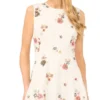 BELLAA Sequin Floral Sleeveless Midi Dress