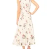 BELLAA Sequin Floral Sleeveless Midi Dress
