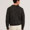 BERRETO Melange Knit Long Sleeve Polo Shirt
