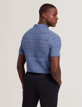 BLOSSAM Space Dye Zip Neck Polo Shirt