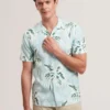 BOCHE Tropical Print Linen Blend Relaxed Shirt