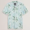 BOCHE Tropical Print Linen Blend Relaxed Shirt